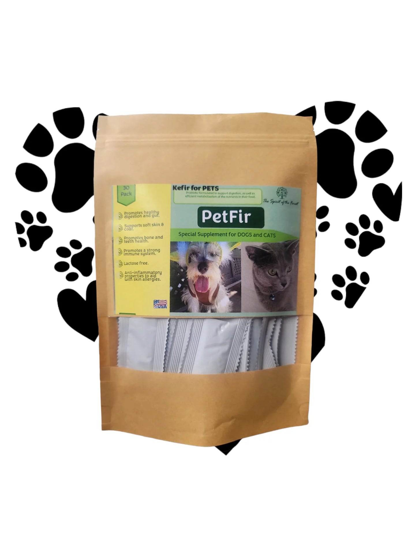 Petfir Kefir Supplement for Pets | 30 Pack | Probiotic Support for Dogs & Cats | Promotes Gut Health