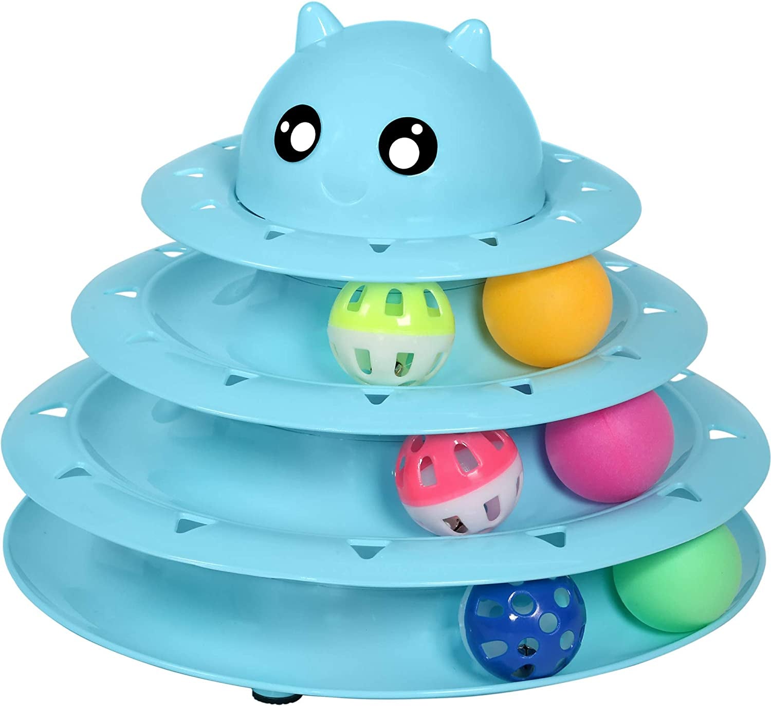 Cat Toy Roller 3-Level Turntable Cat Toys Balls with Six Colorful Balls Interactive Kitten Fun Mental Physical Exercise Puzzle