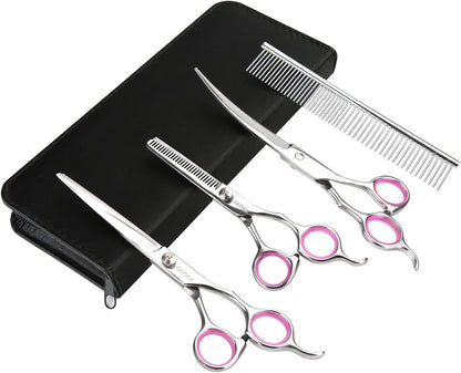 Pet Cat Dog Grooming Scissors Set 4 Pieces Stainless Steel Pet Trimmer Kit 