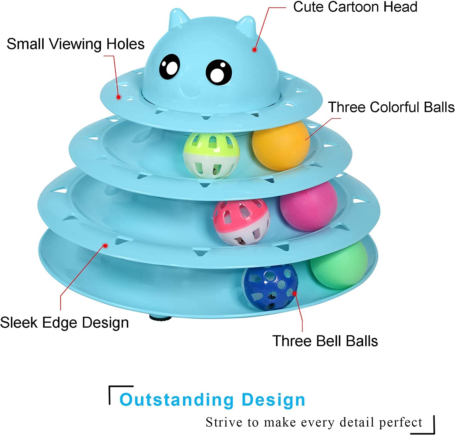 Cat Toy Roller 3-Level Turntable Cat Toys Balls with Six Colorful Balls Interactive Kitten Fun Mental Physical Exercise Puzzle