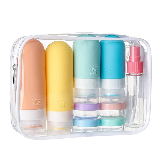 16 Pack Travel Bottles Set TSA Approved Leak Proof Silicone Squeezable Containers for Toiletries, Conditioner, Shampoo, Lotion & Body Wash Accessories