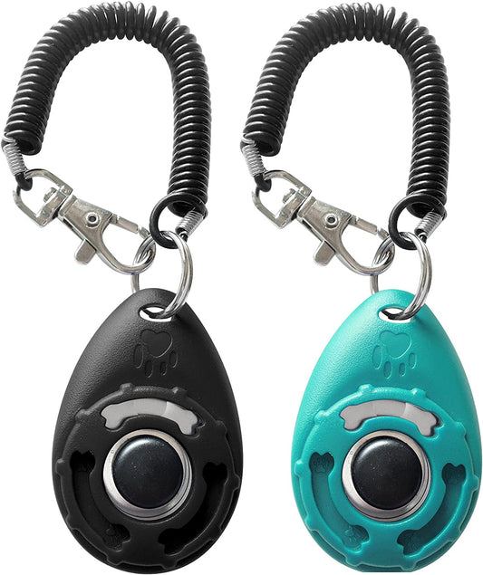 Pet Training Clicker with Wrist Strap - Dog Training Clickers (New Black + Blue)