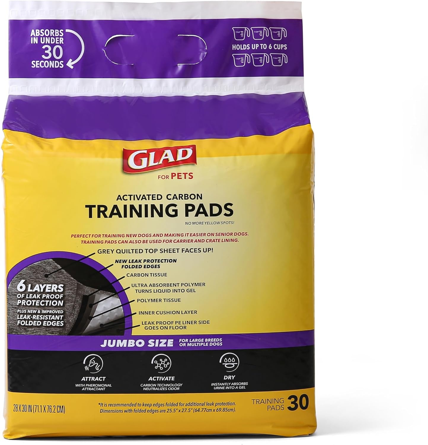 Glad Pets Extra Large Charcoal Dog Training Absorbent  Pads