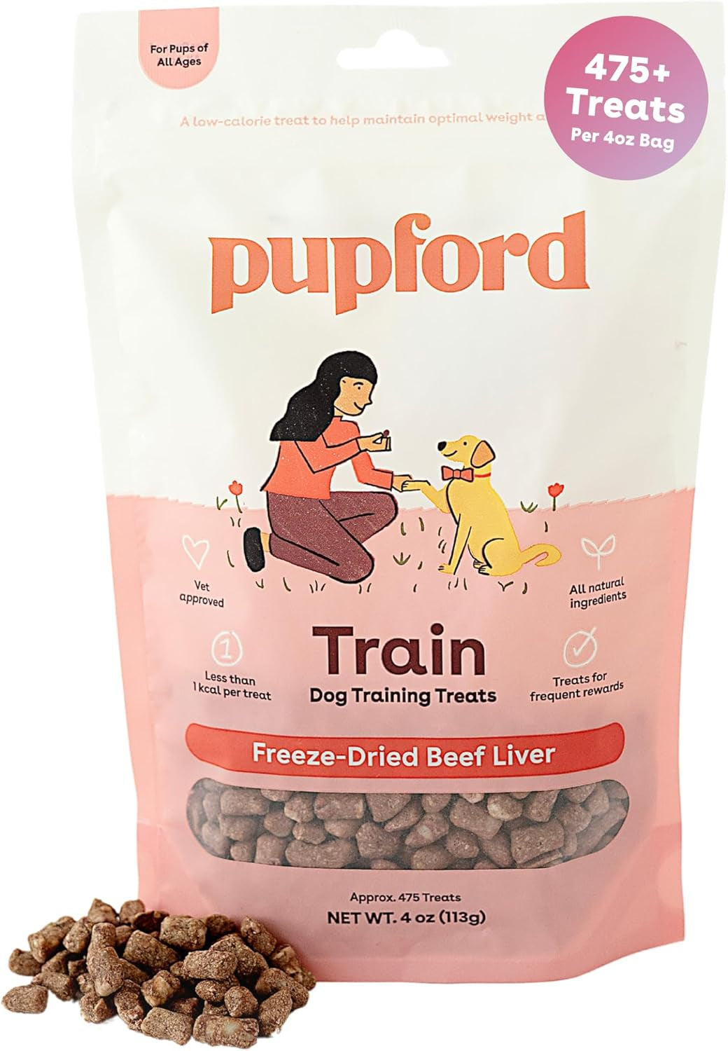 Freeze Dried Training Treats for Dogs & Puppies, 225+ Three Ingredient Bites (Beef Liver, 2 Oz)