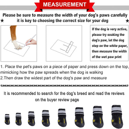 Waterproof Dog Boots with Reflective Strips | Anti-Slip Sole | 4PCS, Black, Size 6 (2.6''X3.0'' for 52-65 lbs)