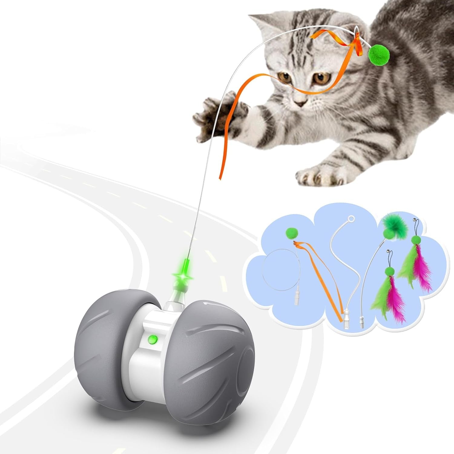 Automatic Cat Toys Interactive Feather Toys, Pet Exercise Electric Toys for Indoor Cats/Kitten with Feather