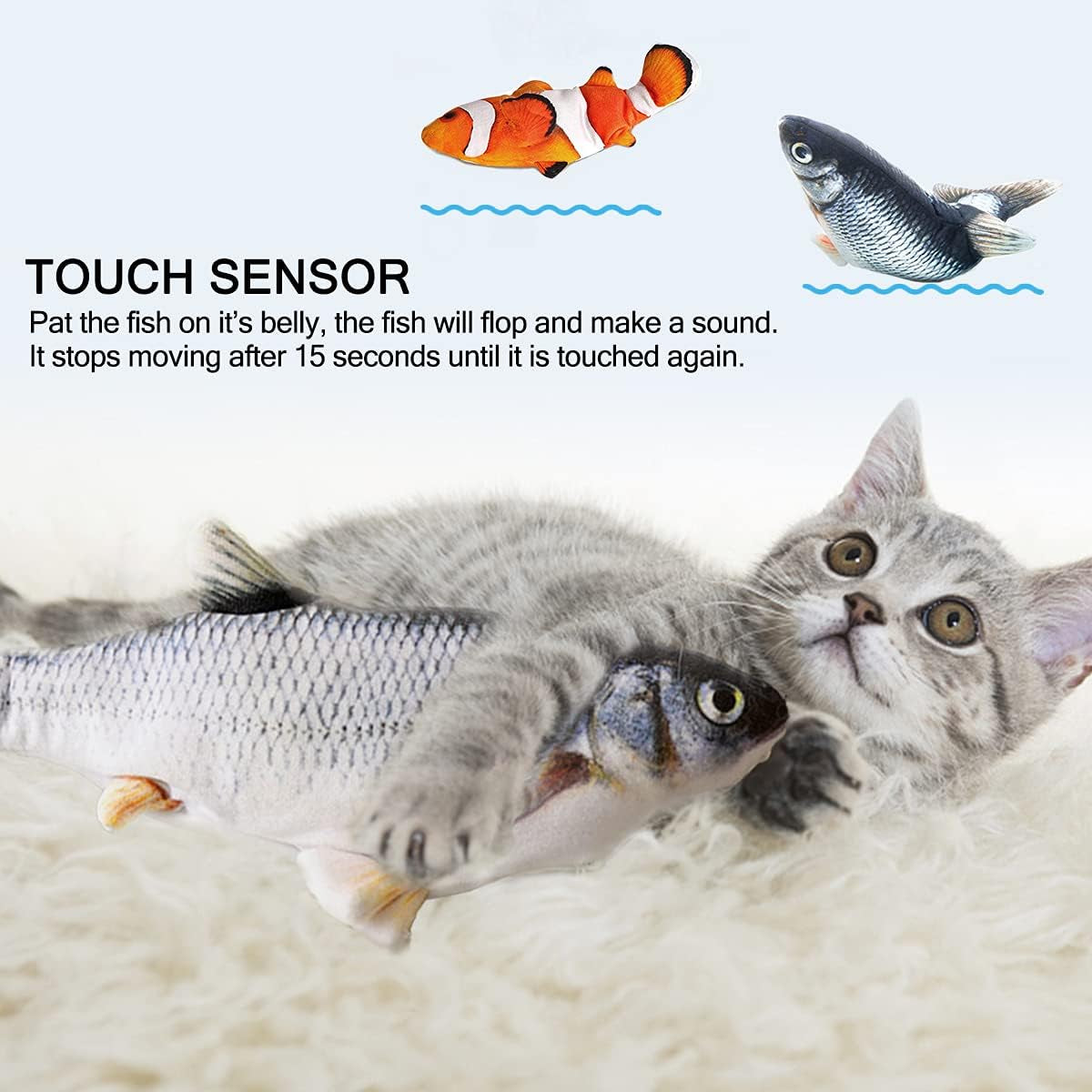 Interactive Cat Toys Flopping Fish with Catnip