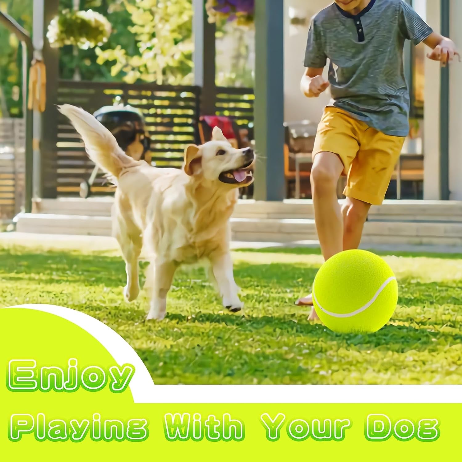 Giant 9.5" Dog Tennis Ball Large Pet Toys Funny Outdoor Sports Ball with Inflating Needles for Small Medium Large Dog