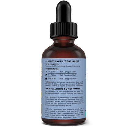 Wonder Paws Calming Melatonin Drops for Dogs | L-Theanine (Suntheanine®) | Reduces Anxiety & Promotes Restful Sleep