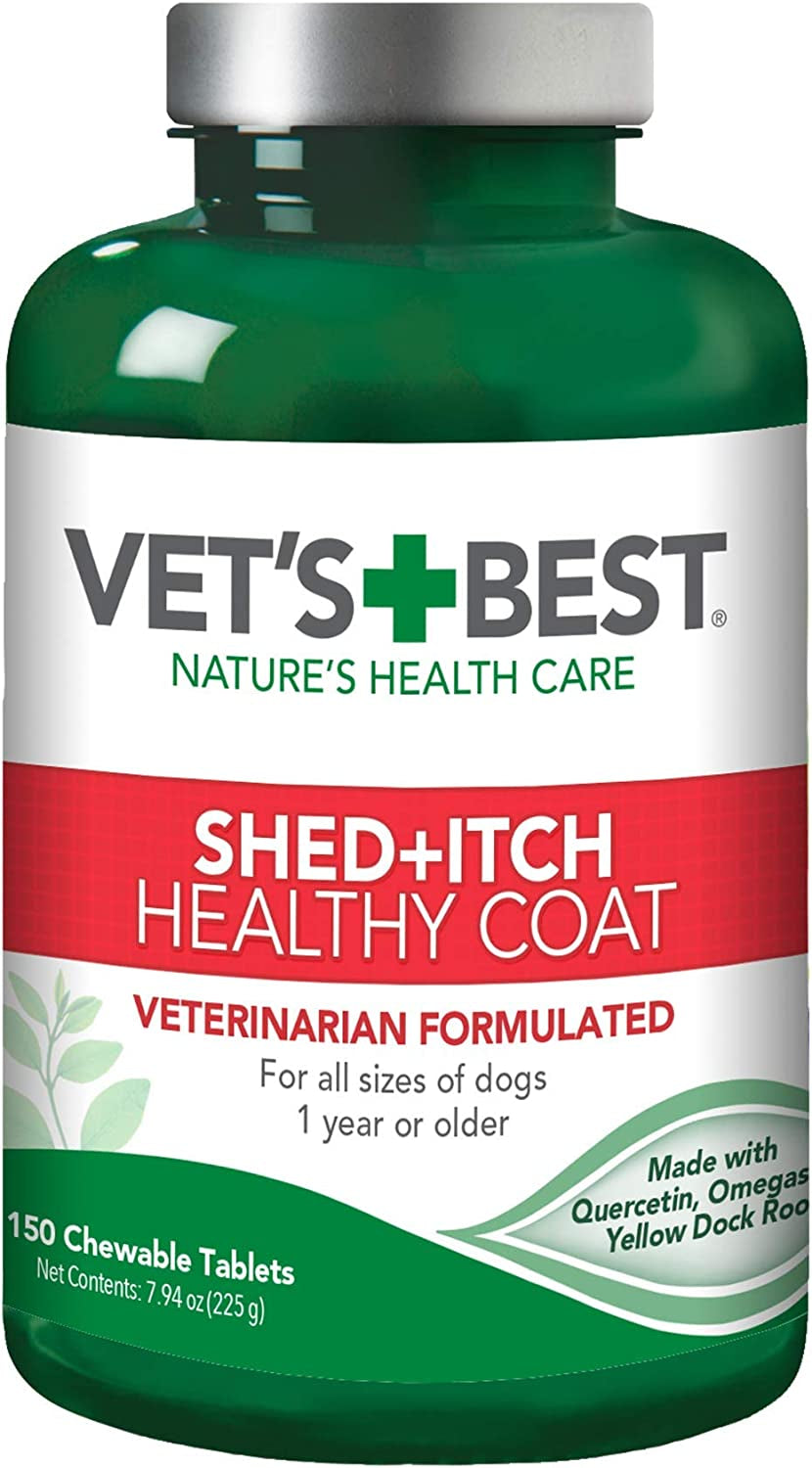 Vet's Best Healthy Coat Shed & Itch Relief Dog Supplements | Relieve Skin Irritation and Shedding Due to Seasonal Allergies or Dermatitis