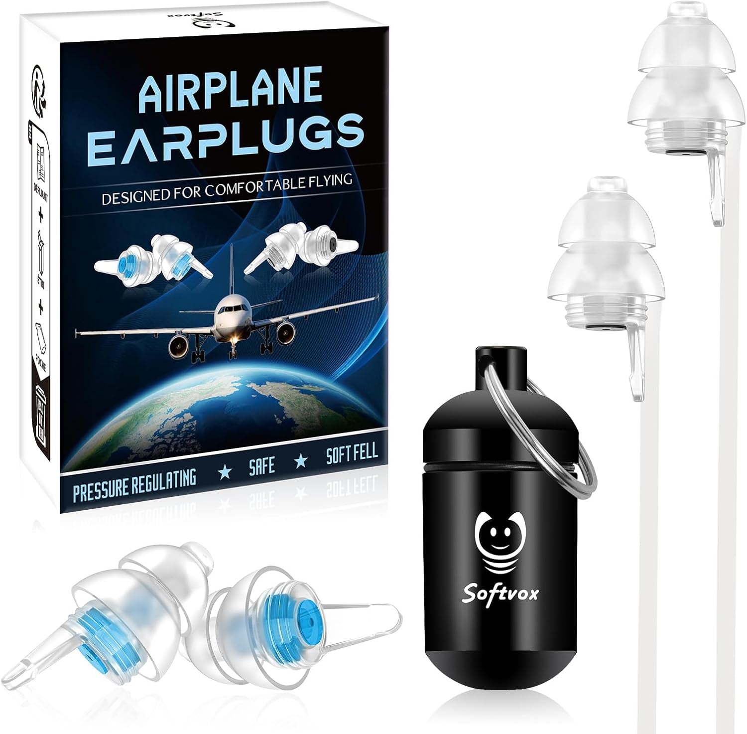 Airplane Ear Plugs Pressure Relief Travel Earplugs 2 Pairs