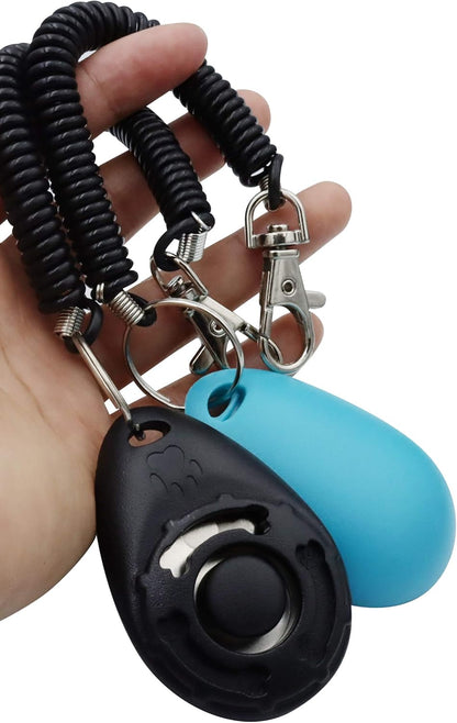 Pet Training Clicker with Wrist Strap - Dog Training Clickers (New Black + Blue)