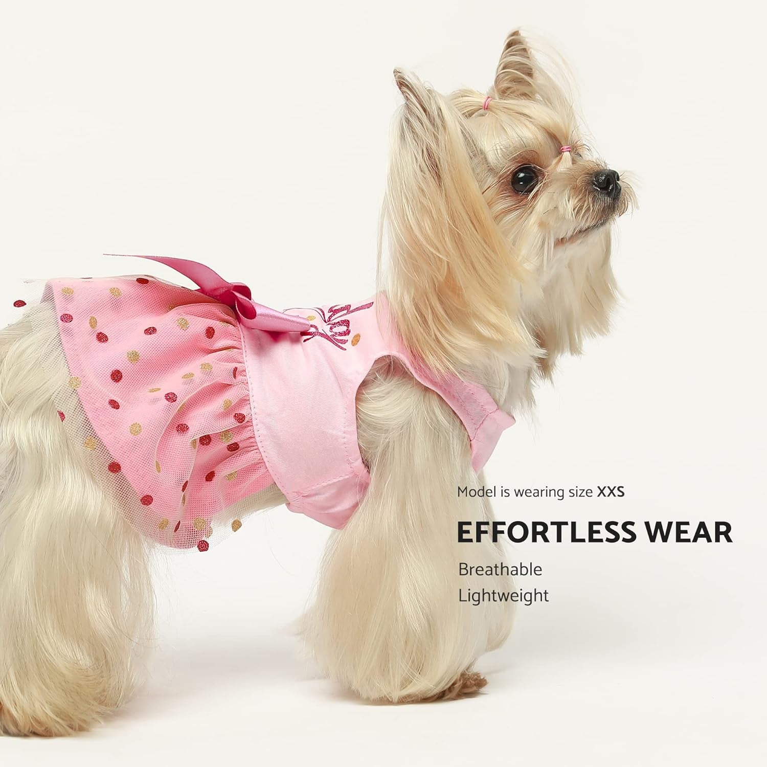 Birthday Girl Tulle Dress for Small Dogs Cat, Pink