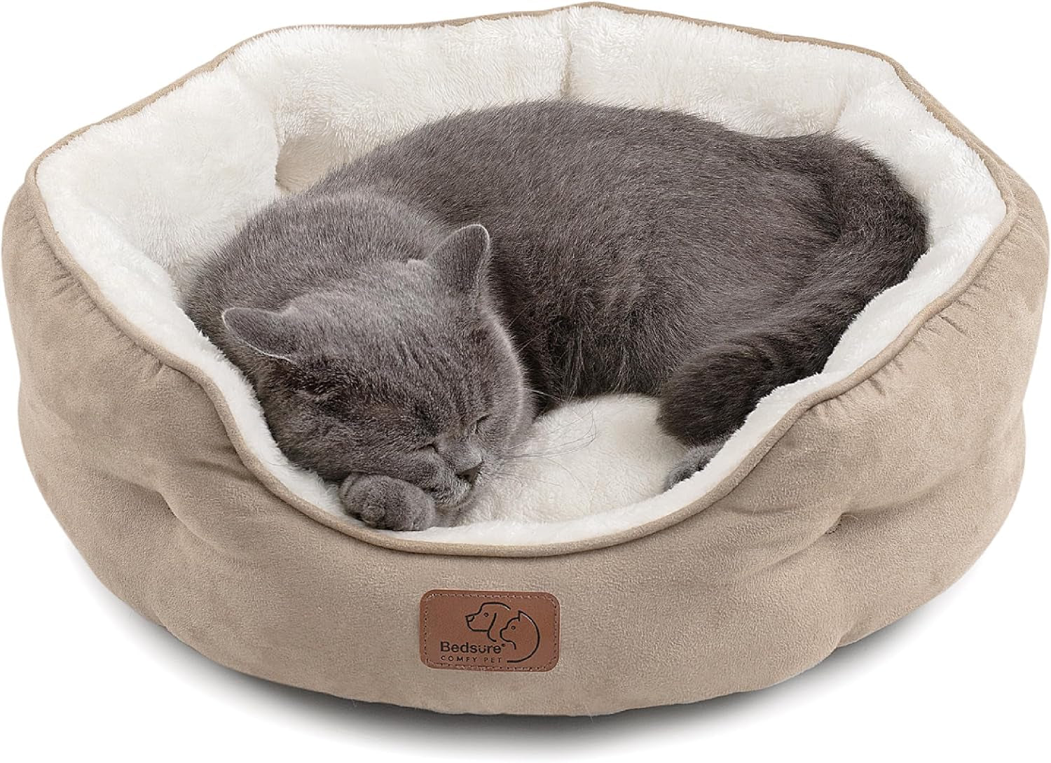 Dog Beds for Small Dogs - round Cat Beds for Indoor Cats, Washable Pet Bed for Puppy and Kitten with Slip-Resistant Bottom, 20 Inches, Antique Green