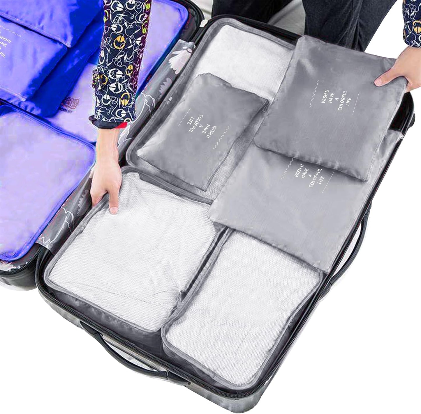 Travel Packing Cubes Lightweight,6 Set Luggage Organizers for Suitcase,Travel Accessories Bags for Clothes Shoes Electronics Cosmetics Toiletries