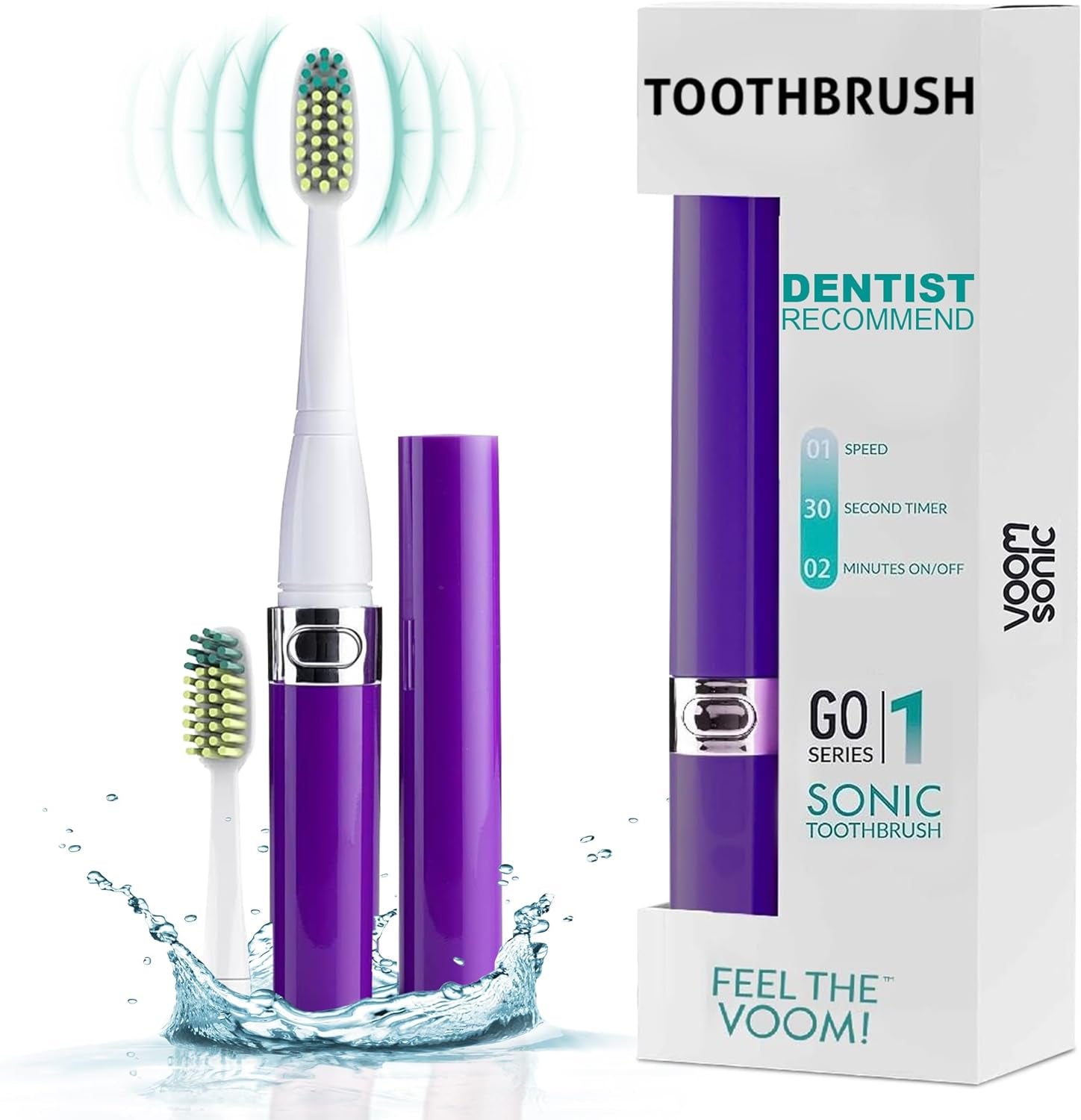 Travel Electric Toothbrush (Dentist Recommended) - Battery Operated Toothbrush for Adults & Kids, Sonic Toothbrush, Portable W/ 2 Minute Timer