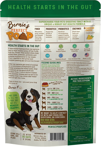 Perfect Poop Digestion & General Health Supplement for Dogs: Fiber, Prebiotics, Probiotics & Enzymes Relieve Digestive Conditions