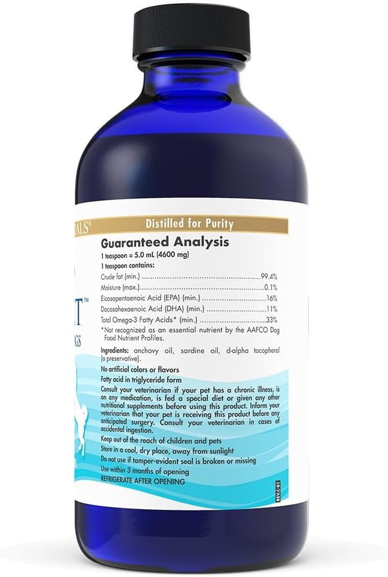 Omega-3 Pet, Unflavored - 8 Oz - 1518 Mg Omega-3 per Teaspoon - Fish Oil for Medium to Large Dogs with EPA & DHA - Promotes Heart, Skin, Coat, Joint, & Immune Health