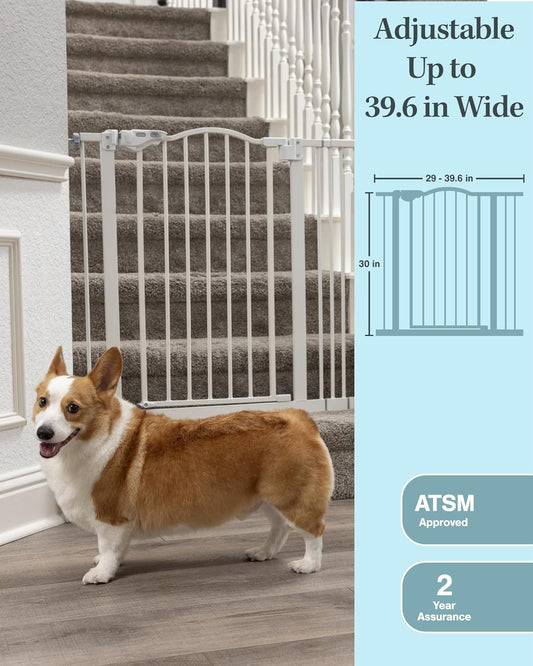 Adjustable Auto-Close Baby and Pet Safety Gate | 29-39.6" Width, 30" Height, One-Hand Opening, No-Drill Wall Pressure Mount