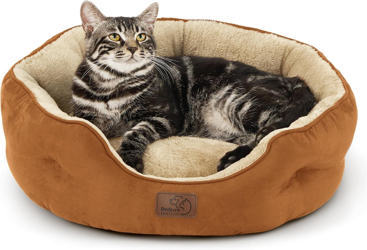 Dog Beds for Small Dogs - round Cat Beds for Indoor Cats, Washable Pet Bed for Puppy and Kitten with Slip-Resistant Bottom, 20 Inches, Antique Green