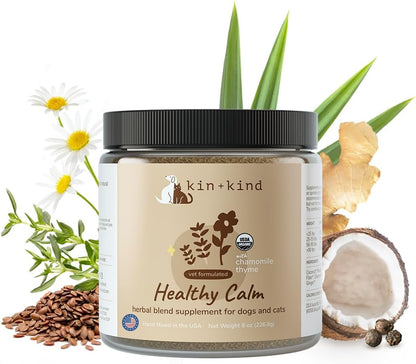 Kin + Kind Anxiety Relief Supplements | Calming Treats with Apple, Chamomile, Ginger, and Thyme | Made in USA