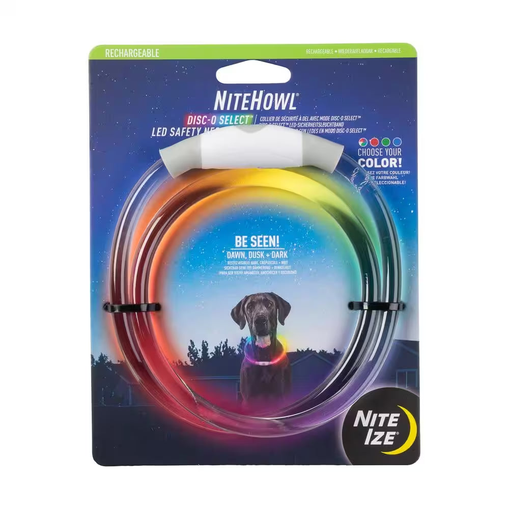 Nite Ize NiteHowl LED Rechargeable Dog Collar | Multiple Color Select & Disco Mode