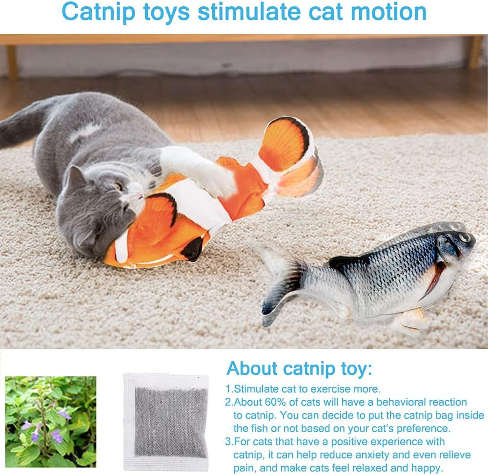 Interactive Cat Toys Flopping Fish with Catnip