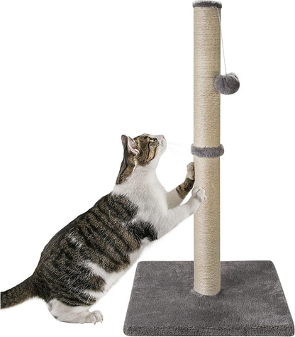 Tall Cat Scratching Post, Cat Scratch Post Tree Kitten Scratcher with Sisal Rope, Scratching Post for Indoor Cats with Hanging Ball