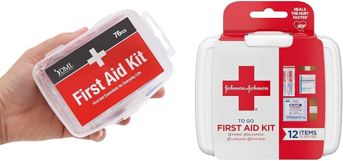 76-Piece Travel First-Aid Kit, All-Purpose Use for Minor Cuts and Scrapes, Durable Water-Resistant Case, Convenient and Portable, FSA & HSA Eligible