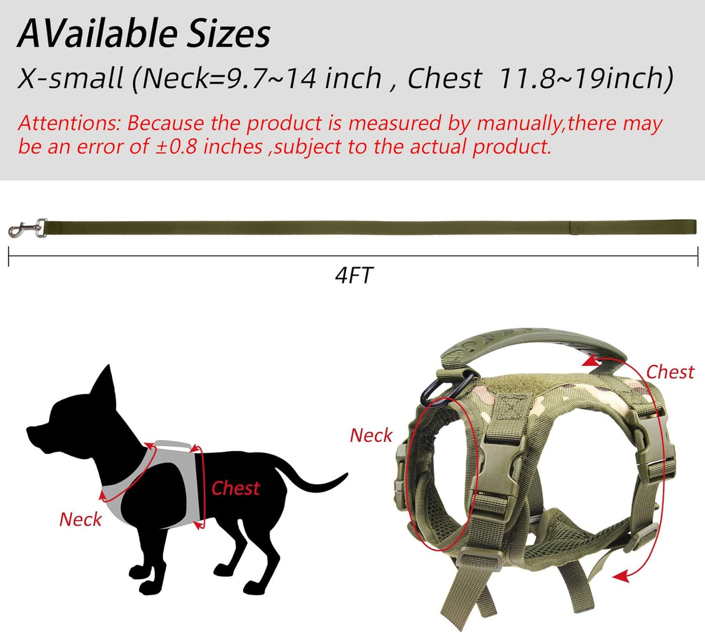 Tactical Dog Harness for Small Dogs with Handle