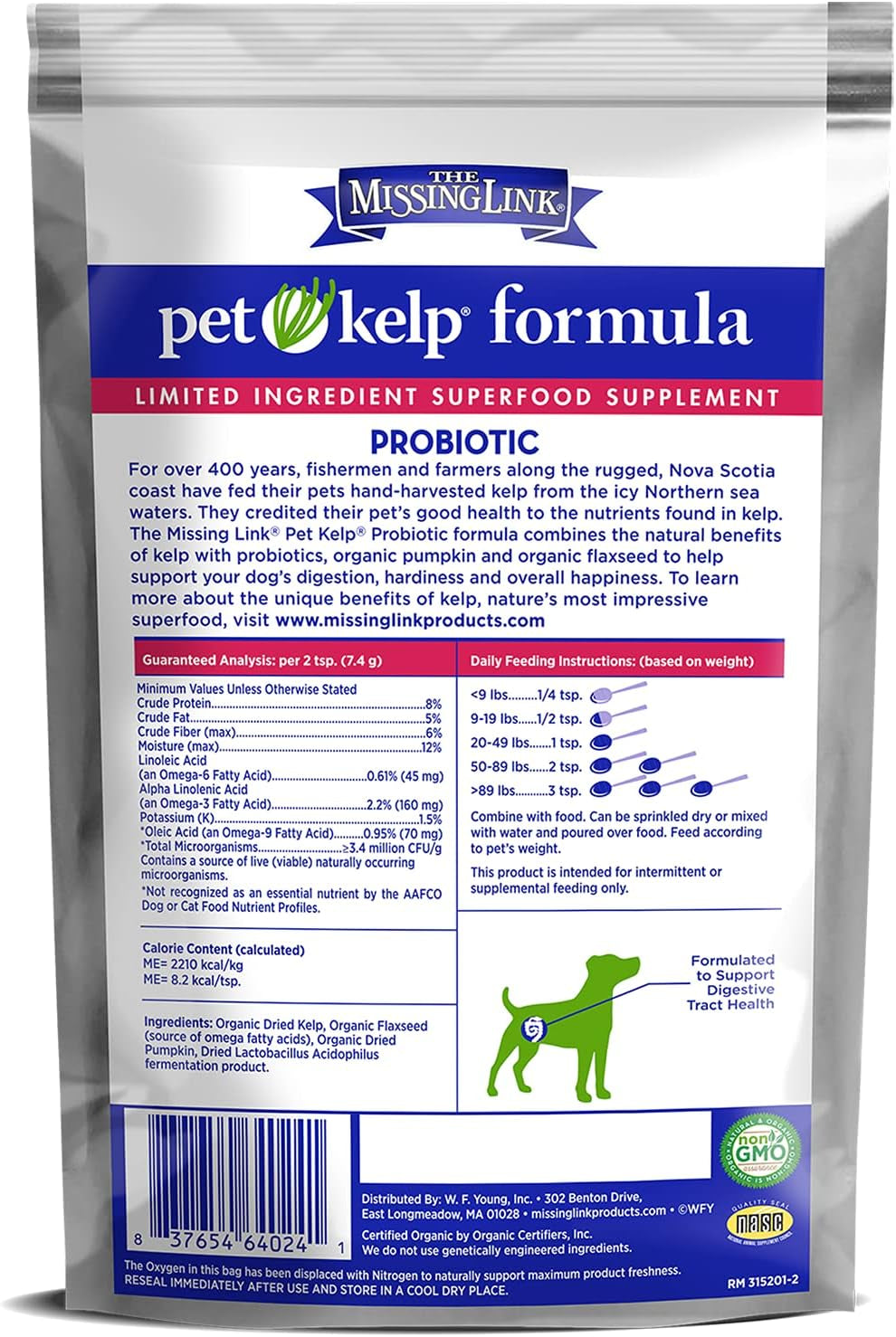 The Missing Link Pet Kelp Probiotic Powder Formula | Organic Superfood Supplement for Dogs | 8 oz