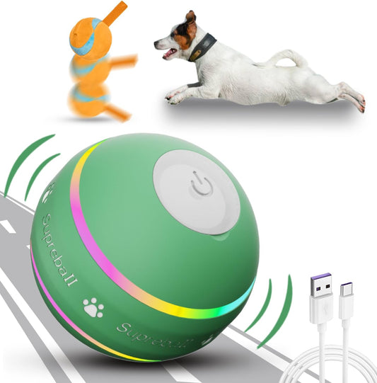 Dog Balls Interactive Toys for Puppy/Small/Medium/Large Dogs, Rolling Effect Tennis Ball with Strap Tough Motion Activated Automatic