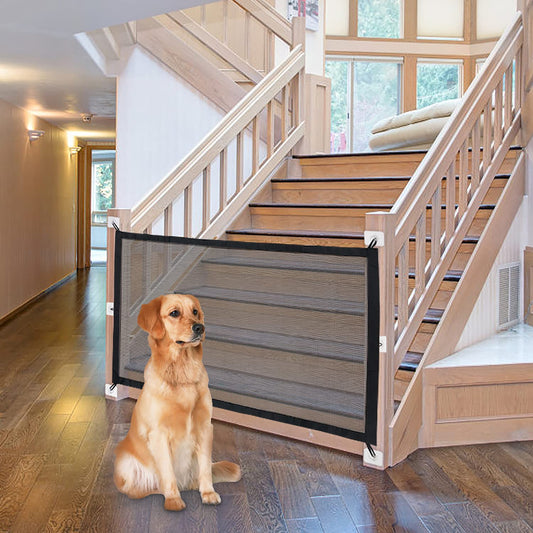 Magic Dog Gate for Stairs Pet Gate for the House Providing a Safe Enclosure for Pets to Play and Rest, 6 Hooks Design