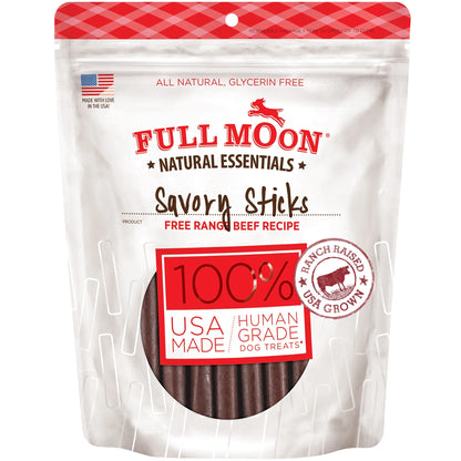 Full Moon All Natural Human Grade Dog Treats | Essential Beef Savory Sticks | 22 Ounce