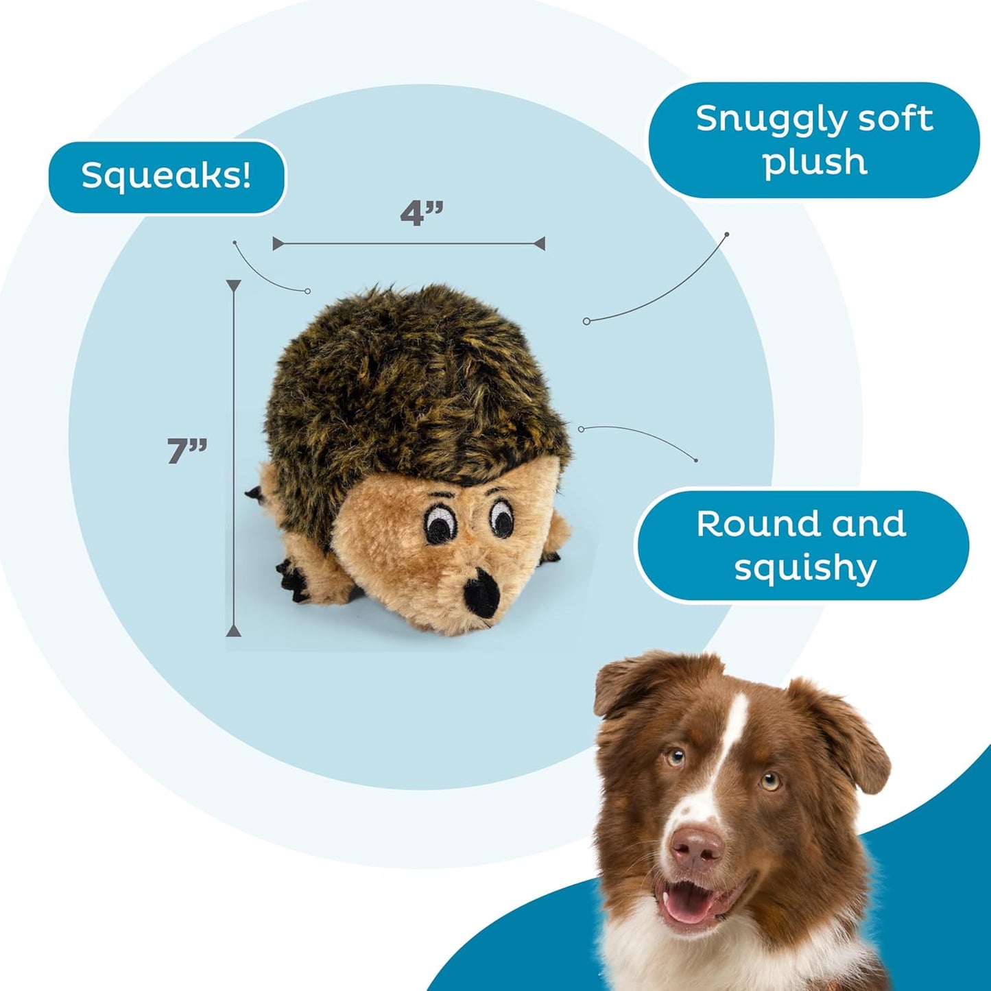 Hedgehogz Squeaking Plush Dog Toy for Play and Snuggling