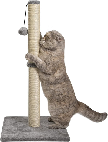 Tall Cat Scratching Post, Cat Scratch Post Tree Kitten Scratcher with Sisal Rope, Scratching Post for Indoor Cats with Hanging Ball