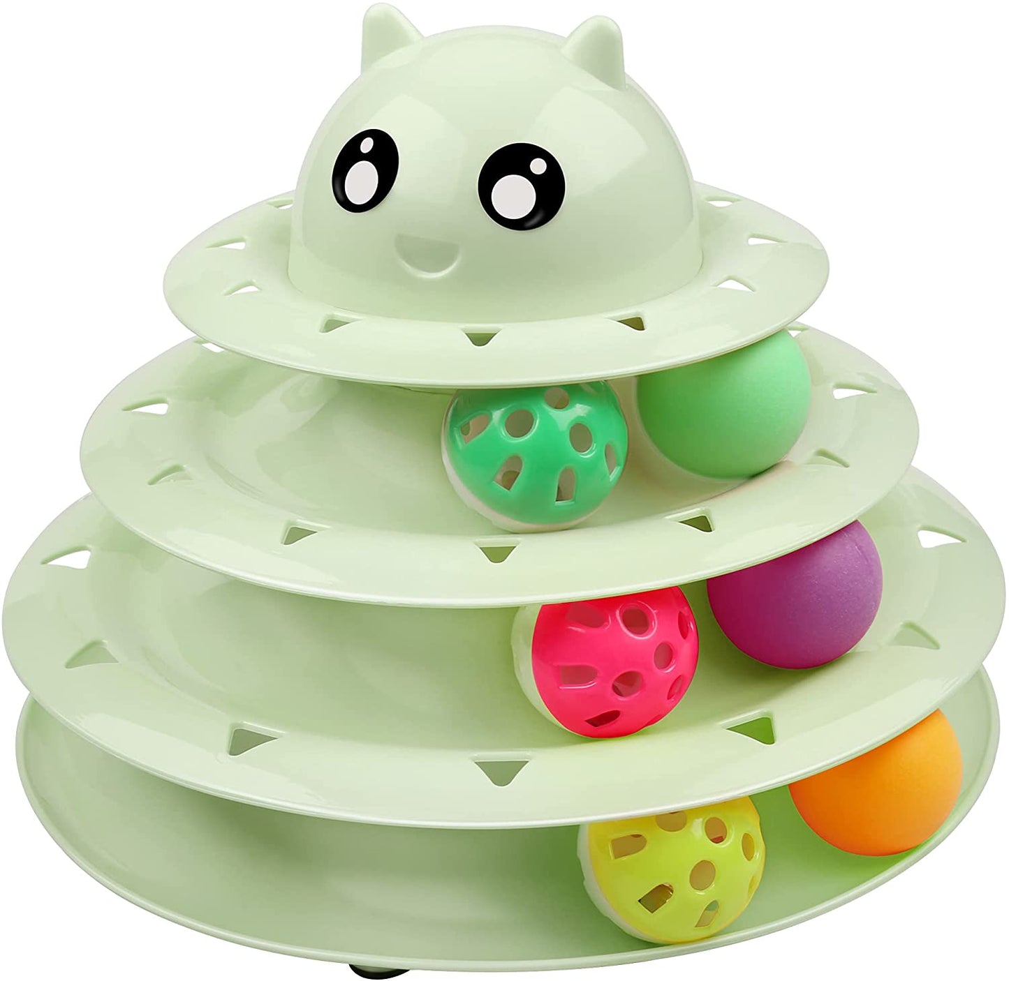 Cat Toy Roller 3-Level Turntable Cat Toys Balls with Six Colorful Balls Interactive Kitten Fun Mental Physical Exercise Puzzle