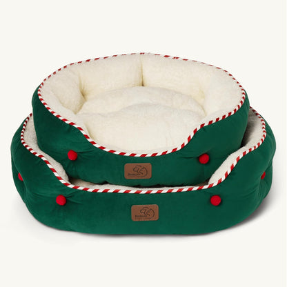 Dog Beds for Small Dogs - round Cat Beds for Indoor Cats, Washable Pet Bed for Puppy and Kitten with Slip-Resistant Bottom, 20 Inches, Antique Green