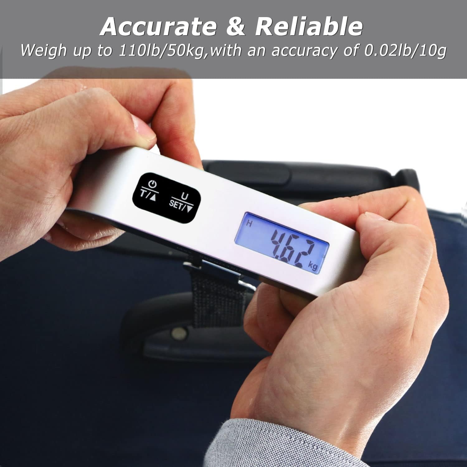 Luggage Scale Portable Digital Hanging Baggage Scale for Travel Suitcase Weight Scale with Rubber Paint 110 Pounds, Battery Included