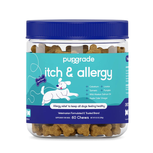 Itch & Allergy Chew Supplement for Dogs | Anti-Itch, Seasonal Allergies, & Skin Hot Spots | 60 Count | Immune & Digestive Health Support