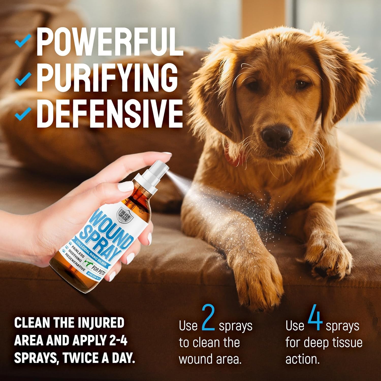 Wound Spray for Pets Skin Irritation, Bites & Burn