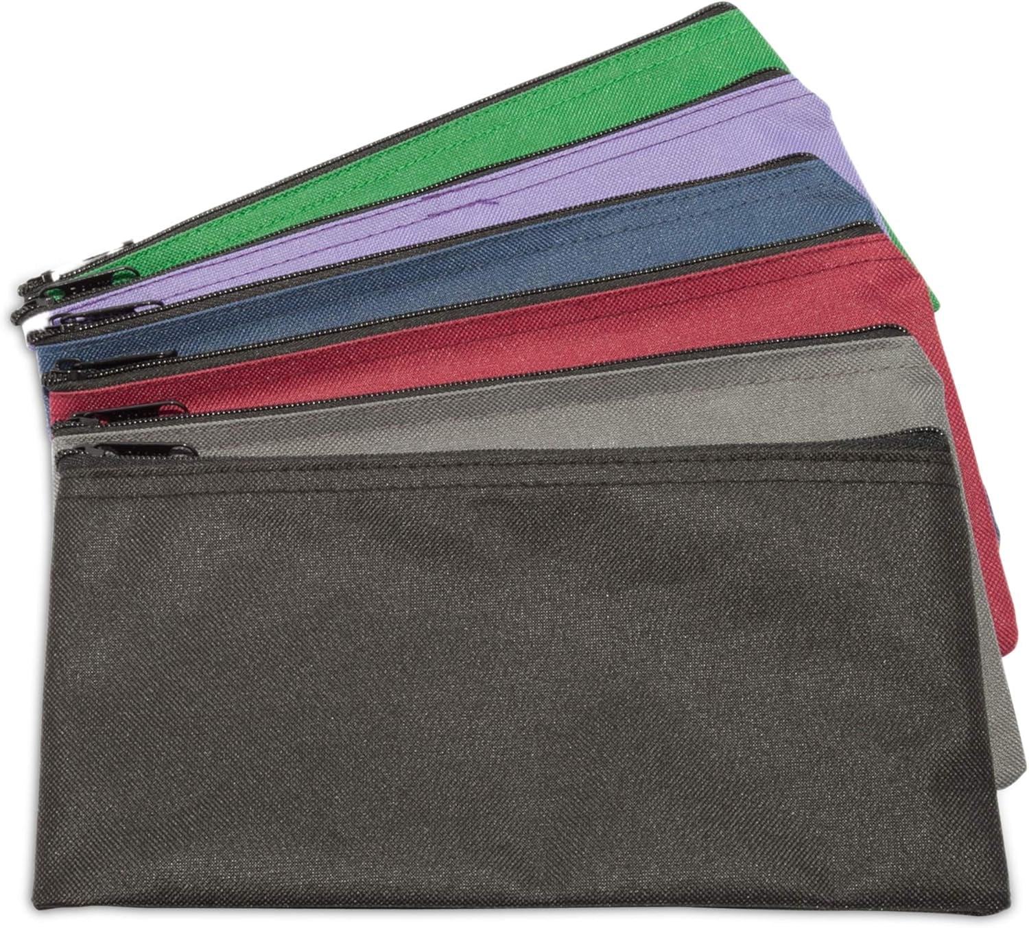 Zippered Money Pouch Bank Bag Security Deposit Bags Assorted Colors 6 Pack