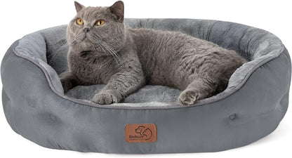 Dog Beds for Small Dogs - round Cat Beds for Indoor Cats, Washable Pet Bed for Puppy and Kitten with Slip-Resistant Bottom, 20 Inches, Antique Green