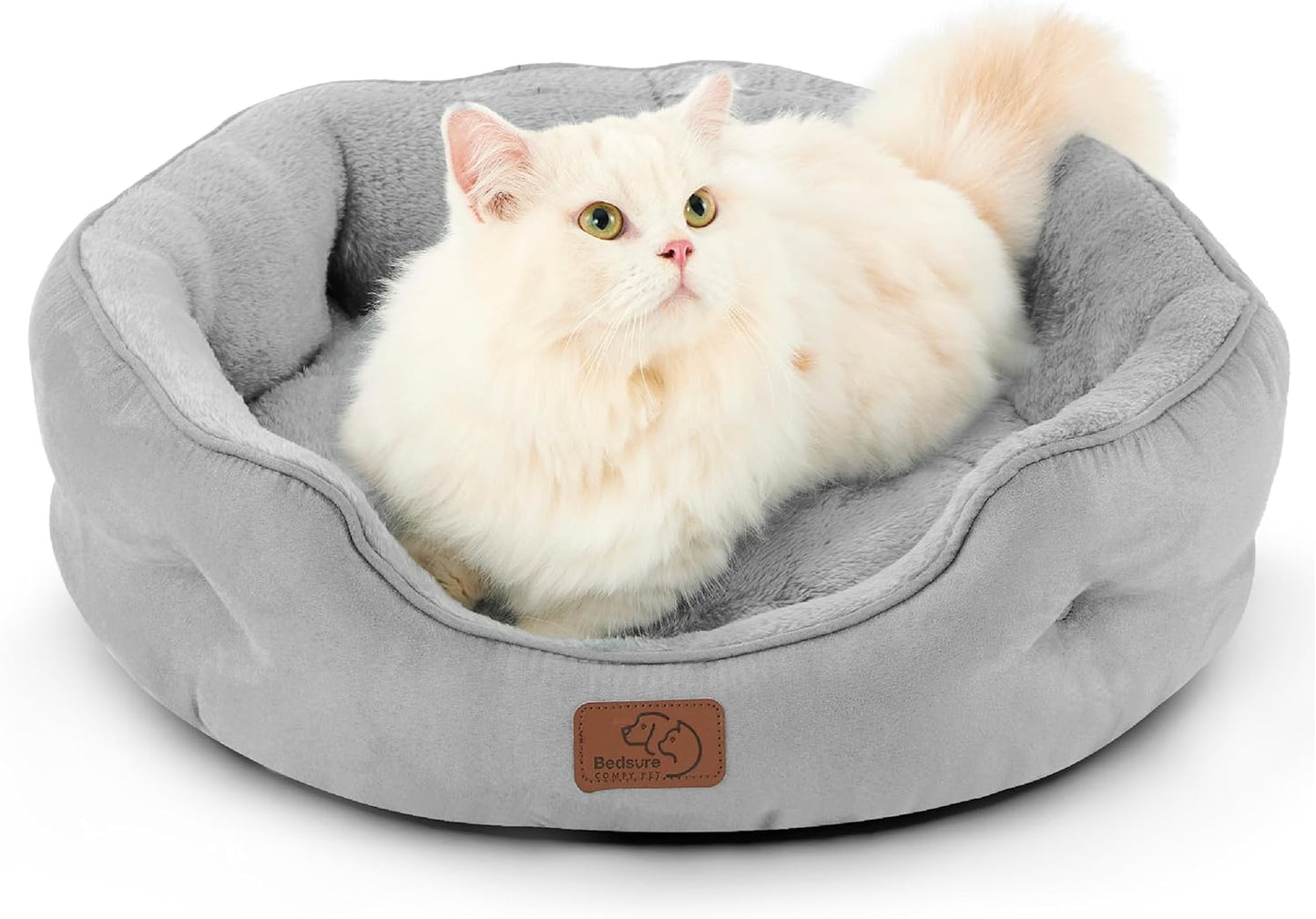 Dog Beds for Small Dogs - round Cat Beds for Indoor Cats, Washable Pet Bed for Puppy and Kitten with Slip-Resistant Bottom, 20 Inches, Antique Green