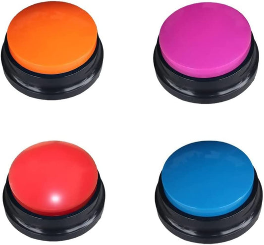 4 Color Voice Recording Button, Dog Buttons for Communication Pet Training Buzzer, 30 Second Record & Playback, Funny Gift for Study Office Home - 4 Color Packs