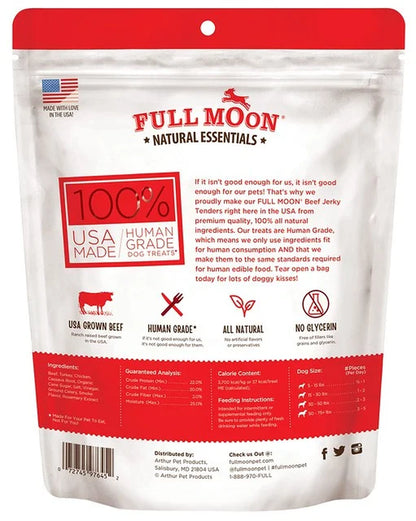 Full Moon All Natural Human Grade Dog Treats | Essential Beef Jerky Tenders | 22 Ounce