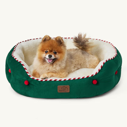 Dog Beds for Small Dogs - round Cat Beds for Indoor Cats, Washable Pet Bed for Puppy and Kitten with Slip-Resistant Bottom, 20 Inches, Antique Green