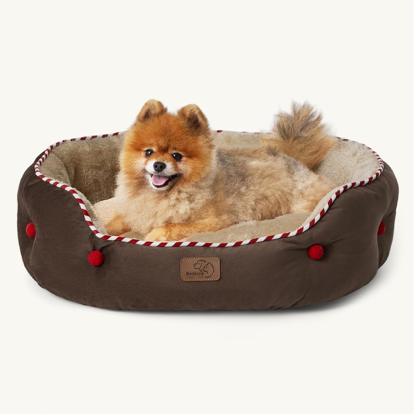 Dog Beds for Small Dogs - round Cat Beds for Indoor Cats, Washable Pet Bed for Puppy and Kitten with Slip-Resistant Bottom, 20 Inches, Antique Green