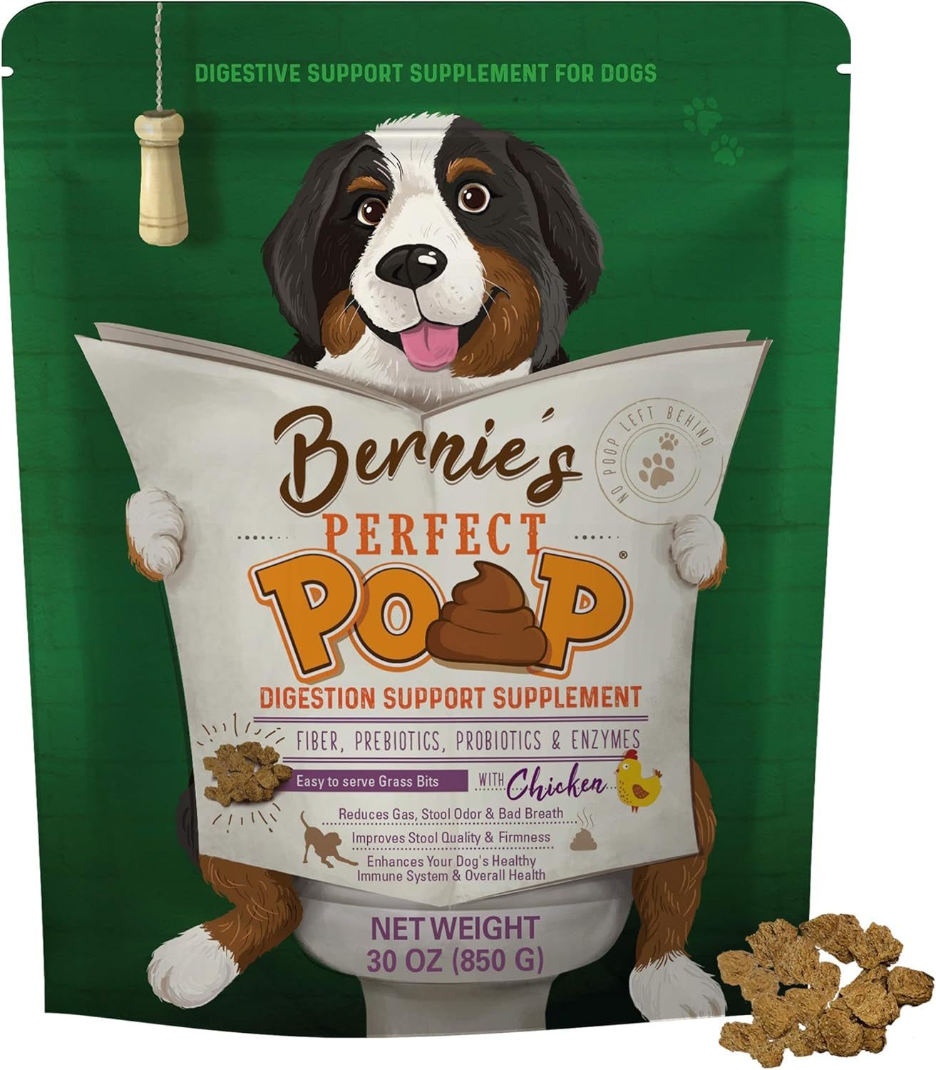 Perfect Poop Digestion & General Health Supplement for Dogs: Fiber, Prebiotics, Probiotics & Enzymes Relieve Digestive Conditions