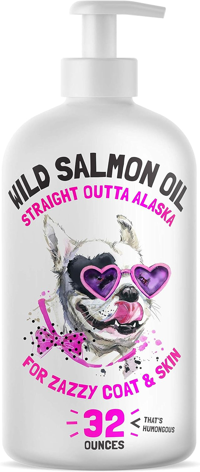 Wild Alaskan Salmon Oil for Dogs & Cats | Pure Fish Omega 3 6 9 Liquid EPA DHA Fatty Acids | Skin & Coat Supplement | Supports Joint Function, Brain, Eye, Immune & Heart Health | Made in USA